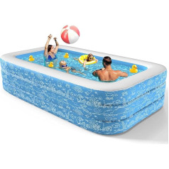 CACSPS Inflatable Swimming Pool, 250 x 152 x 51 cm, Large Inflatable Pool for Children and Adults, Durable Family Leisure Pool, Children's Pool for Garden, Backyard or Indoor