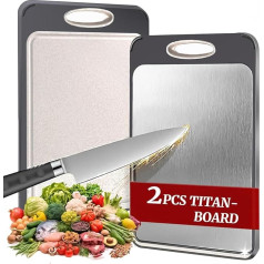 Titanium Chopping Board Stainless Steel Double Sided Food Safe Dishwasher Safe Ideal for Handling Meat and Vegetables Separately