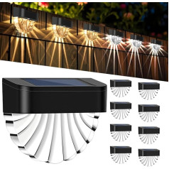 HELESIN Solar Lights for Outdoor Use, 2 Modes, Solar Lights, Garden, White Light/Warm Lighting, IP65 Waterproof Solar Lights for Outdoor Garden, LED Fence Lighting Solar for Patio and Steps