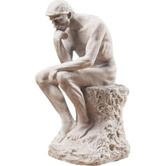 LECMACY Famous Thinker Sculpture 24cm High Quality Collectible Figurine Rodins Thinker Inspired Decorative Statue for Home Office Bookshelf (Sandstone Color)