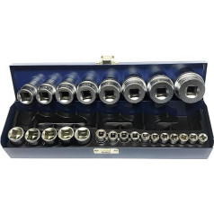 Socket-Spanner Inserts (Set of 24) - Imperial (SAE) Measurements - 1/4-Inch and 1/2-Inch Drives - Chromium-Vanadium Steel