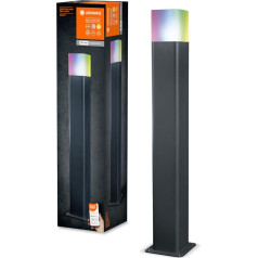 LEDVANCE Smart LED Garden Light, Floor Lamp with WiFi Technology for Outdoors, RGB Colours Changeable, Aluminium Dark Grey, 50 cm Height, Compatible with Google and Alexa Voice Control