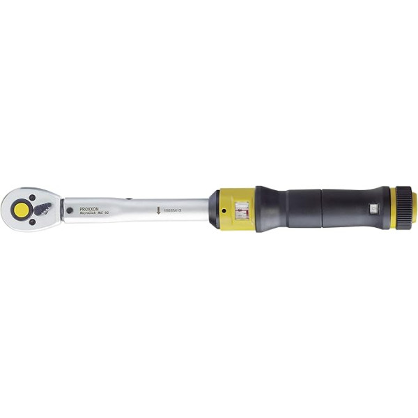 Proxxon 23350 Torque Wrench (Ratchet, Reversible Ratchet) ⅜-Inch (10 mm) Square Drive for 12 - 60 Nm - Total Length: 370 mm.