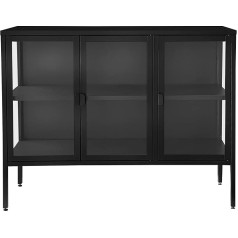 osoltus Cube Display Cabinet Sideboard Glass Cabinet Steel Black Industrial 100 cm (100 x 80 cm)