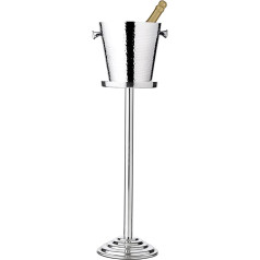 EDZARD Valencia Stainless Steel Champagne Cooler, Bottle Cooler, Champagne Cooler with Stand, Drinks Cooler for 1 Bottle, Bowl for Wine, Champagne & Ice Cubes, Hammered Wine Cooler with Handles