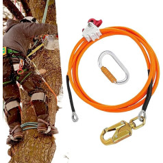 WingFly Fall Protection Climbing Harness, Steel Cable Core Flip Line Kits, 12 mm x 3 m Steel Core Lanyard with Triple Lock Carabiner, Wire Core, Steel Wire, Adjustable Lanyard for Tree Climbers