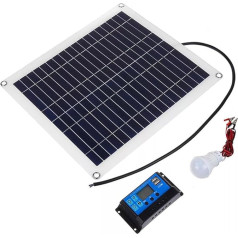20 W 18 V Waterproof Solar Panel Solar Cell Kit with 3 W Bulb, DIY Battery Plate High Conversion Rate Charger Portable Solar Cell for Camping, Caravan (50A)