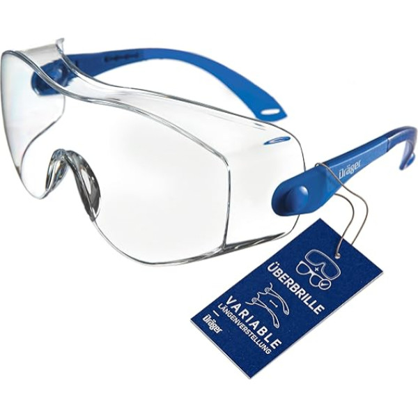 Dräger X-pect 8120 Safety Goggles | Adjustable Over Glasses Also for Glasses Wearers | For Construction Sites, Laboratories, Workshops and Cycling | Lightweight, Clear and Scratch-Resistant
