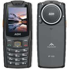 AGM M6 Outdoor Mobile Phone without Contract, Robust, 2.4 Inch Colour Display, Large Font and Large Button, 2500 mAh Battery 48MB + 128MB, Waterproof (IP68/IP69K), 4G Dual SIM, Button Mobile Phone