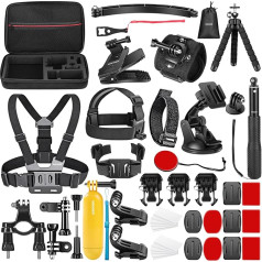 Neewer® 50 in 1 Accessory Kit for GoPro 4/3+/3/2/1 SJ4000/5000/6000 Xiaomi Yi;Kit includes:Suction cup+Floaty bobber with strap and screw+Rotation Clip & Screw +Insurance Tether Straps+Wrist Strap+Handheld Monopod Pole+Bicycle Handlebar/Seatpost Clamp wi