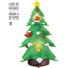 Inflatable Light - Up Christmas Tree 183cm - Indoor Light-Up Theme Inflatable Blow-Up Party Decoration for Fancy Dress Accessory