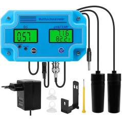 Jadeshay PH Meter 3-in-1 PH/EC/Temp Meter PH Meter, Multifunctional PH Value Meter Pool EC Meter Thermometer with LCD for Pool, Aquariums