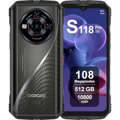 DOOGEE S118 Pro Outdoor Mobile Phone 5G Android 14, 24GB + 512GB, 10800mAh Battery, Display 6.6 Inch FHD+ 120Hz, AI Camera 100MP, Octa-Core 6nm, Dual SIM, NFC, WiFi6, Outdoor Smartphone Without