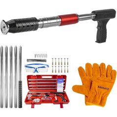 BAUSATZ Concrete Nail Gun Cement Nail Gun Ramset Concrete Nail Gun Battery Roof Nail Gun Air Nail Gun Battery Nail Gun Manual Steel Nails Gun Tools with 20 Nail Gun Nails Red