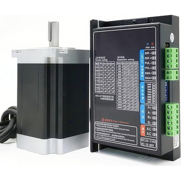 Nema34 86 mm Stepper Motor Kit 4.5 Nm 6A Φ14 mm 2 Phase 1.8 Stepper Angle 1 Axis Stepper Motor and Driver 16 Subdivisions for CNC 3D Printer