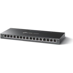 TP-Link TL-SG116P 16-Port Gigabit PoE Switch (120 Watt, IEEE-802.3af/at PoE, Fanless, Plug and Play, Robust Metal Housing) Black