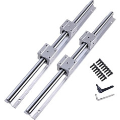 GooEquip SBR20 Linear Guide 500 mm 2 x Linear Rails and 4 x Bearing Blocks, Linear Rail Length 500 mm Linear Rails for Machines and Automated Devices