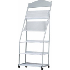 IBOWZ Magazine Rack Large Floor Magazine Holder with 5 Compartments on Wheels, Sturdy Metal Display Stand for Brochures, Newspapers and A4 Files, Home Office, Industrial Fair