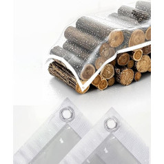 Ezcasch 3 x 4 m Transparent Tarpaulin with Eyelets 420 g/m² Tarpaulin Transparent Tarpaulin for Rain Protection, Snow Protection, Wood and Balcony (Real Size: 2.9 x 3.9 m)