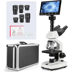 Vabiooth Laboratory Complex Trinocular Microscope with Constant Temperature, 40X-2500X Magnification and 5MP 7-Inch Monitor, Adjustable Thermostatic Mechanical Table for Animal Husbandry