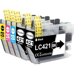 5 x LC421 LC421XL Ink Cartridges Value Pack Compatible Printer Cartridges for Brother LC421 LC-421XL Multipack Cartridges for Brother MFC-J1010DW DCP-J1050DW DCP-J1140DW (2 Black 1 Cyan 1 Yellow 1