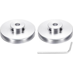 sourcing map 2 Pieces Single Groove Pulley 8mm Fixed Bore 60mm OD Aluminum Alloy Mechanical Pulley with Hex Wrench for 6mm PU Round Belt