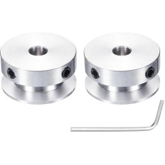 sourcing map 2 Stück Einzelrillen-Riemenscheibe, 7 mm feste Bohrung, 30 mm Außendurchmesser, Aluminiumlegierung, mechanische Riemenscheibe mit Sechskantschlüssel für 6 mm PU-Rundriemen