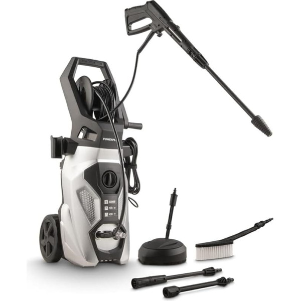 Powerplus POWXG90504 Electric Pressure Washer 2200 Watt Patio Cleaner Start/Stop Function, Max. 170 Bar Pressure and 50°C Temperature, 8 m Hose and Accessories Included