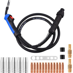 Protective Gas Hose Package MB15 AK, Mig Mag Welding Machine 4 m Welding Torch with Central Connection Burner Neck Welding Machine, with 21 Pieces Wear Parts Set Welding Accessories, for Welding