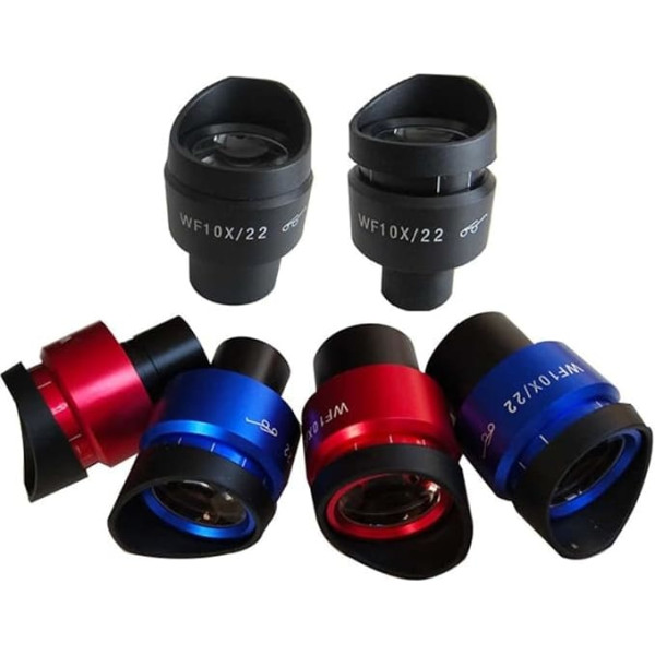 Microscope Accessories WF10X 22mm Blue Red Black Case Adjustable Stereoscopic Microscope Eyepiece Lens, 23.2mm Rubber Eye Protection, Durability and Reliable Performance (Black, 1 Piece, 30mm)