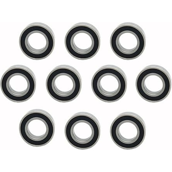Pack of 10 Deep Groove Ball Bearings Rubber Cover Ball Bearing 6206RS 30 x 62 x 16 mm Pre-Lubricated Ball Bearings Steel Silver