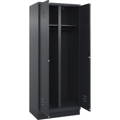 C + P Möbelsysteme C+P | Schwarz-Weiß-Spind Classic Plus | 1 Abteil | grau | HxB 1950 x 800 mm | mit Bodensockel | Zylinderschloss