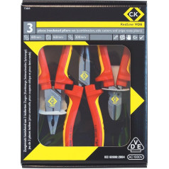 C.K T3805 VDE Pliers and Cutter, Red/Yellow, Set of 3 Pieces