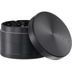 DCOU Zinc Alloy Press Mill with Sieve Grinder Robust Zamak Alloy Grinder Squeeze Spice Grinder Diameter 55 mm 4-Piece (Black, Size: 6.3 cm)
