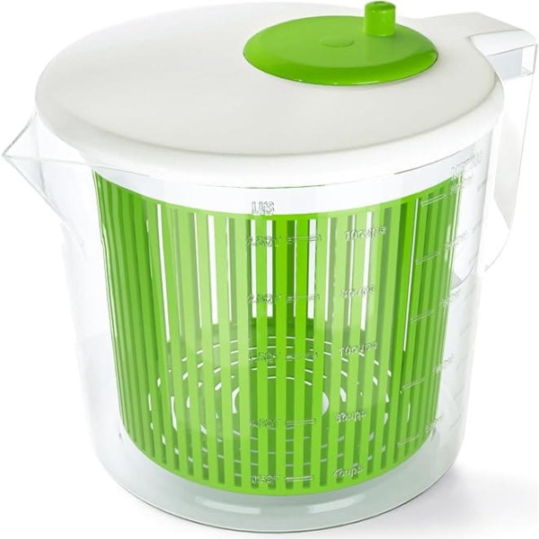 Small Salad Spinner for Single Portions - Mini Salad Spinner and Dryer with Measuring Cup - Strainer with Washing Basket for Fruit and Vegetables - Great Fruit and Vegetable Washing Machine by Cooler