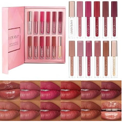 12 Pieces Lip Gloss Set, Shiny & Matte Lip Glow Oil, Long-Lasting Lip Glaze for Women and Girls, Non-Sticky Lip Makeup Set with Moisturising Formula Gift Set