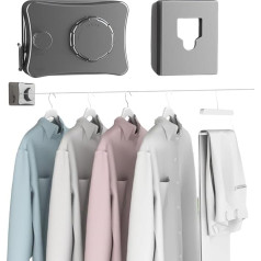 FOGARI Stainless Steel Retractable Clothes Line Wall, 5.1 m Extendable, 20 kg Load Capacity, Iron Containing, Steel, Plastic, Perfect for Balcony, Laundry Room, Home