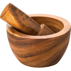 Premier Housewares Socorro Mortar and Pestle, Acacia Wood, 9 x 15 x 15 cm