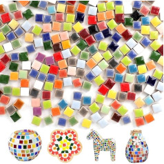 Tutamaz Square Ceramic Mosaic Tiles Set of 500, Mosaic Stones for Crafts, DIY Mosaic Projects, Small Mosaic Tiles for Bathroom, Kitchen, Home Decoration, DIY Vases, Cups, Garden Decoration