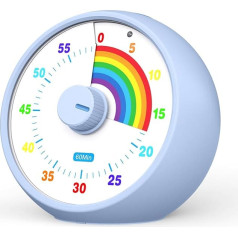 Visual Timer for Children, 60 Minute Countdown for Classroom, Office, Kitchen, Desk Timer, Kids Time Management Tools with Quiet Operation, Tomato Time Tool, Rainbow Pattern (Aquamarine)