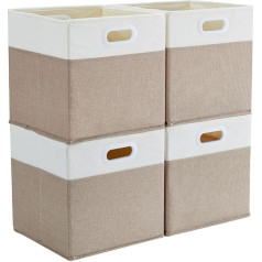 Mangata Storage Box 33 x 38 x 33 cm, Wrinkle-Free Fabric Storage Baskets for Kallax, Clothes Baskets, Chests, Toys (Set of 4, Light Khaki/Beige White)