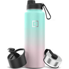 IRON °FLASK Sports Water Bottle – 1180 ml, 3 Lids (Spout Lid), Vacuum-Insulated Stainless Steel, Hot/Cold, Modern Double-Walled Canteen