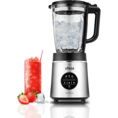 Ufesa Rock Crystal Stand Mixer, 1800 W Power, 1.75 L Glass Container, Electronic Speed Control, Ice Crusher, 6 Stainless Steel Blades, 4 Automatic Programs