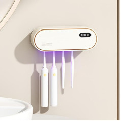 Maxspace UV Toothbrush Disinfectant, Toothbrush Holder, Electric Toothbrush for Wall Mounting with Drying, UV Toothbrush Steriliser, No Drilling, with 4 Slots for Family (White)