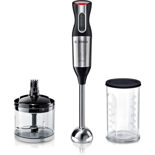Bosch MS6CB6110 ErgoMixx hand blender set (high performance, stainless steel mixing base, mixing bowl with lid, 12 speed levels, 1,000 watts) black