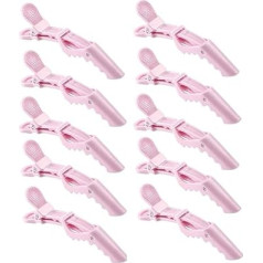 10pcs/set Multicolor Alligator Clips Clear Plastic Barber Clips Hair Styling Hair Clips Professional Non-Slip Alligator Clips Salon DIY Accessories Hair Pins (10 Pieces, Light Pink)