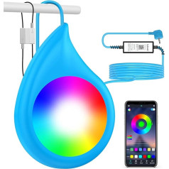 LED Underwater Pool Lighting for Above Ground Pool, 10 W RGB Dimmable Colour-Changing Hangings Pool Headlight with App Control, Compatible with Steel Frame and Steel Wall Pool, IP68 Waterproof, 8 m