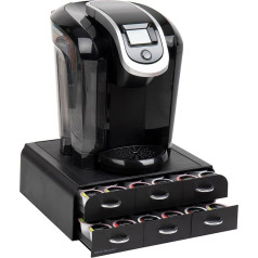 Mind Reader Anchor Collection Coffee Capsule Drawer, 2 Tier, 6 Drawer, 72 Coffee Capsules, Countertop Organiser, Coffee Machine Base, Black