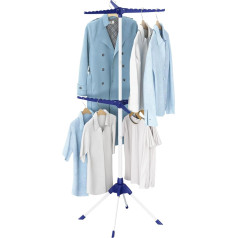 SYKIARIOL Clothes Airer, Clothes Airer with 6 Ironing Arms, 2-Tier Folding Clothes Airer, Indoor Clothes Airer, Portable Clothes Airer, Blue