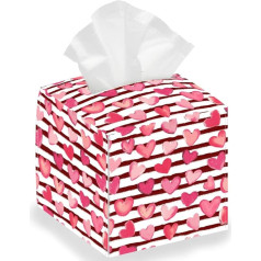 DELORIGIN Taschentuchbox mit rotem Herzmotiv, quadratisch, faltbar, wasserdicht, für Zuhause, Schlafzimmer, Büro, Auto